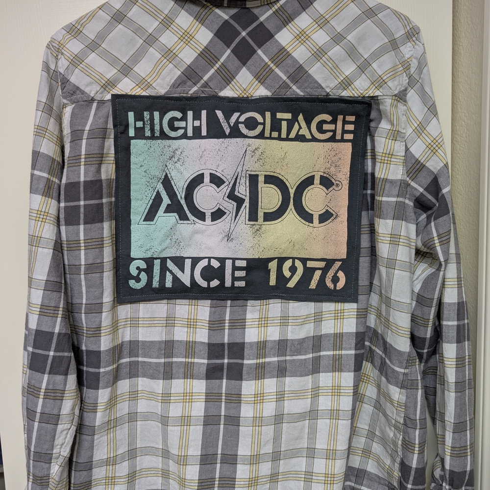 AC/DC Upcycled Button Down Shirt